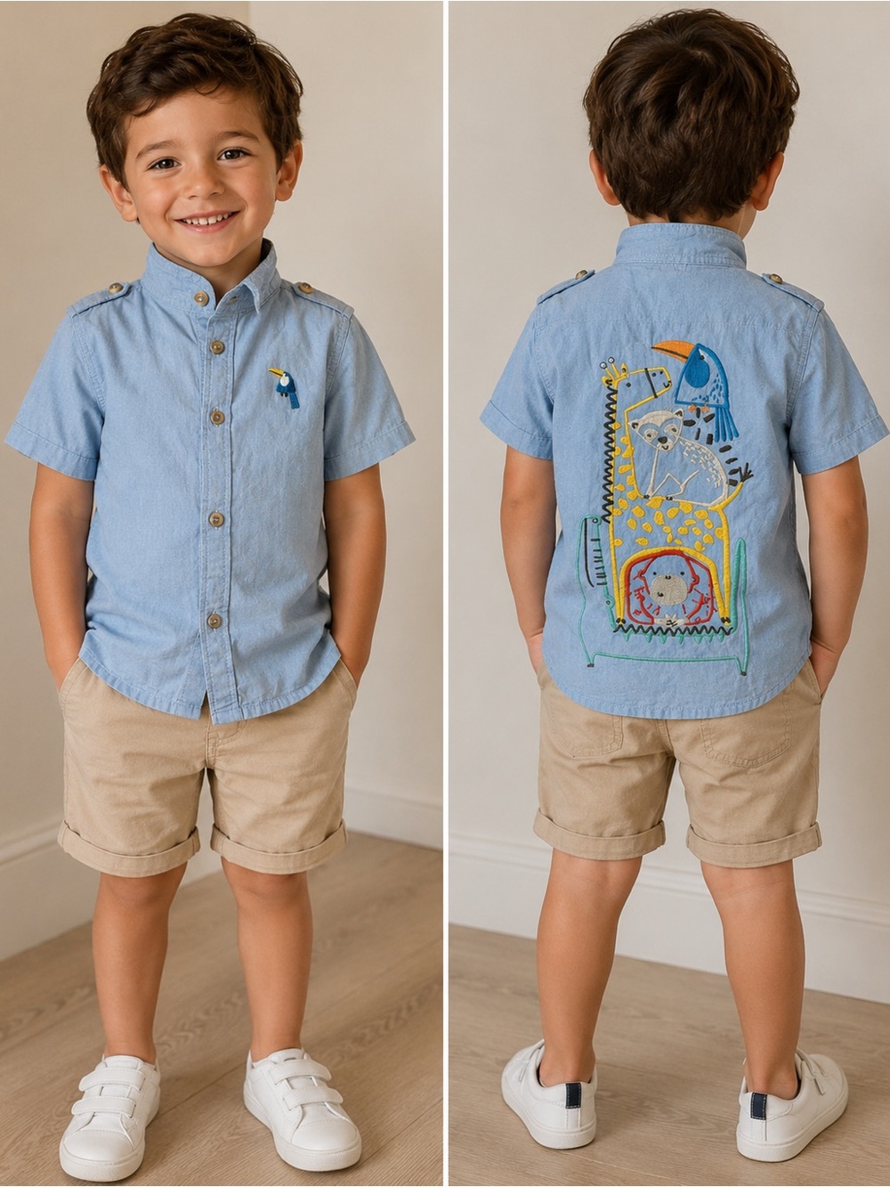 Mini Club Safari Embroidered Shirt – 2–3 Years (98 cm)